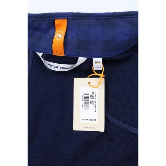 Peter Millar Vest Mens Navy Blue Fuse Elite Flannel Hybrid Performance XXL Plaid - Picture 14 of 16